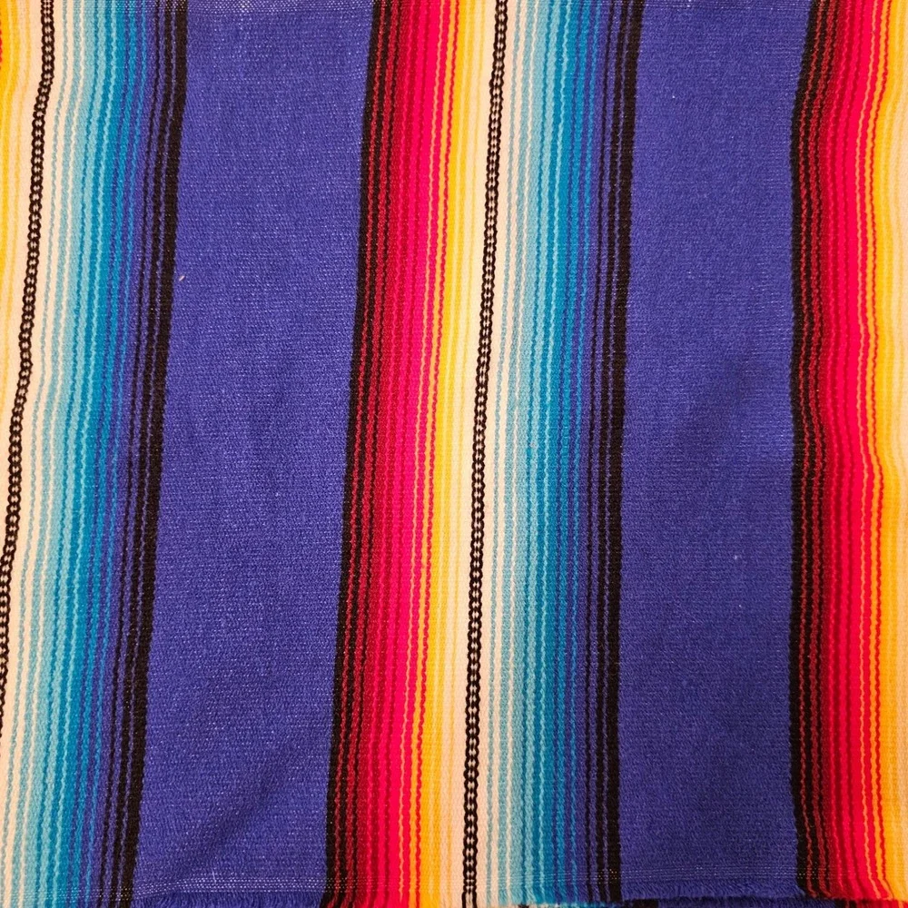 El Paso Saddleblanket Co Serape Stripe Woven Placemats Red Blue Olive 14x18 Set6